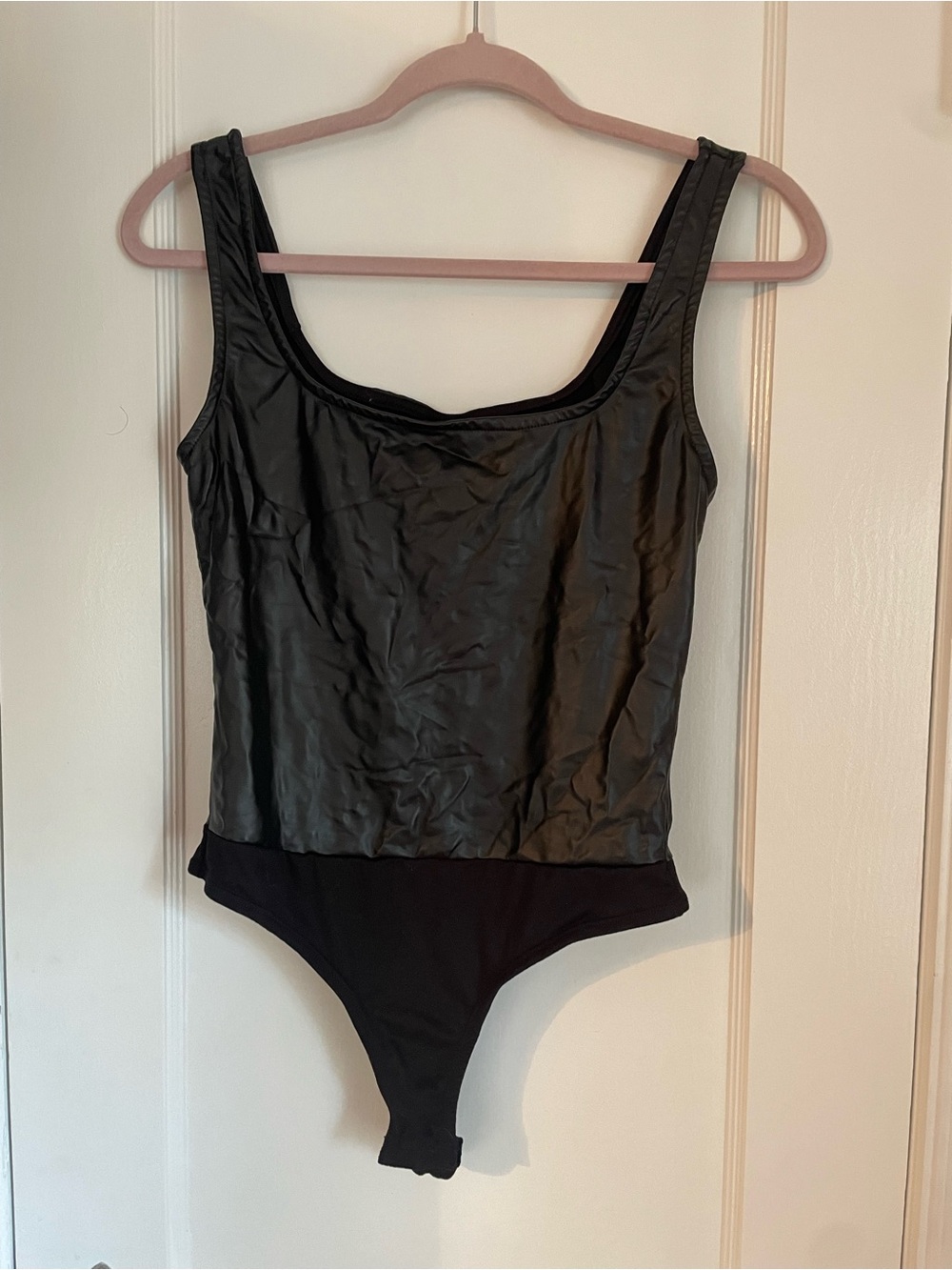 NWT Rue21 Black Scoop Neck Pleather Bodysuit